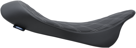 DRAG SPECIALTIES Low Solo Seat - Double Diamond - Silver Stitch - FL '08-'22 0801-1153