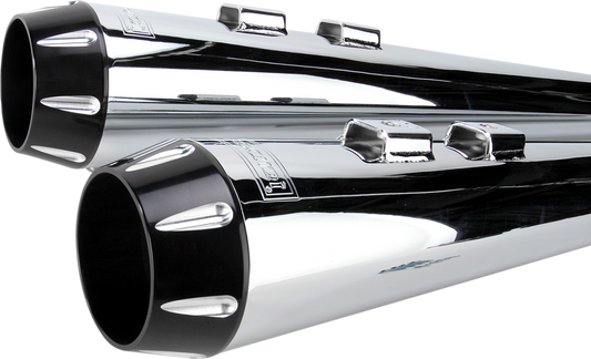 BASSANI XHAUST Megaphone Mufflers - Chr/Blk - Fluted - Performance Baffle FLH-517RL