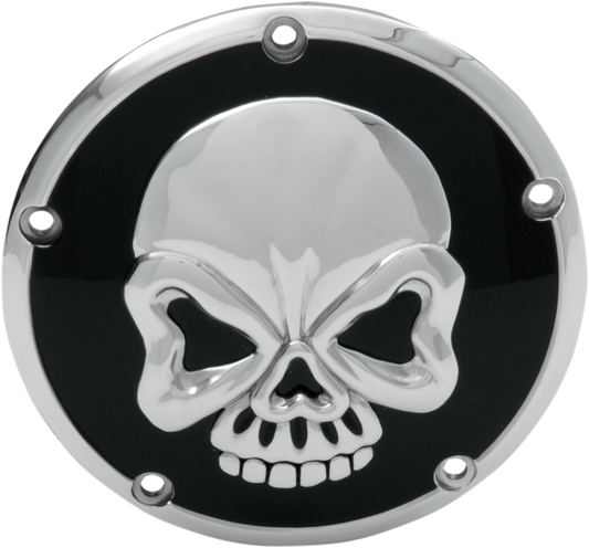 DRAG SPECIALTIES Derby Cover - Chrome/Black - Skull 301019