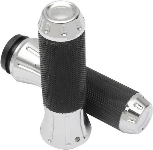 DRAG SPECIALTIES Grips - Custom - TBW - Chrome 354121