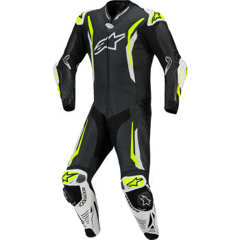 ALPINESTARS GP Tech v5 1-Piece Leather Suit - Black/White/Yellow Fluo - US 44 / EU 54 3150226-125-54