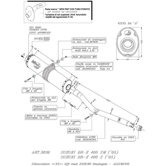 LEOVINCE X3 Slip-On Muffler DR-Z400 S/SM 2000 - 2022 X3 Slip-On Muffler 3836