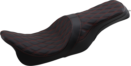DRAG SPECIALTIES Forward Positioned Predator 2-Up Seat - Double Diamond - Red Stitched - FL '08-'22 0801-1267