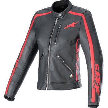 IN STOCK ALPINESTARS Stella Dyno Leather Jacket - Black/Haute Red - Medium 3113924-1346-M