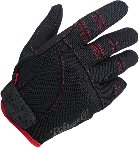 BILTWELL Moto Gloves - Black/Red - Large 1501-0108-004