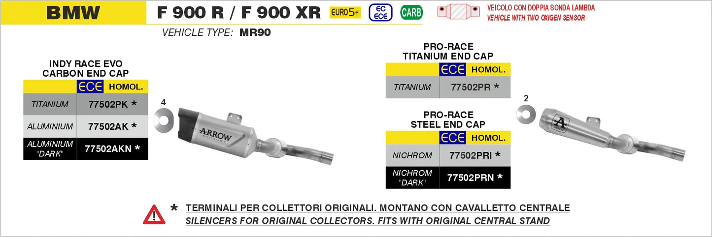 BMW F900R E5+ 2025 PRO RACE TITANIUM EXHAUST - 77502pr