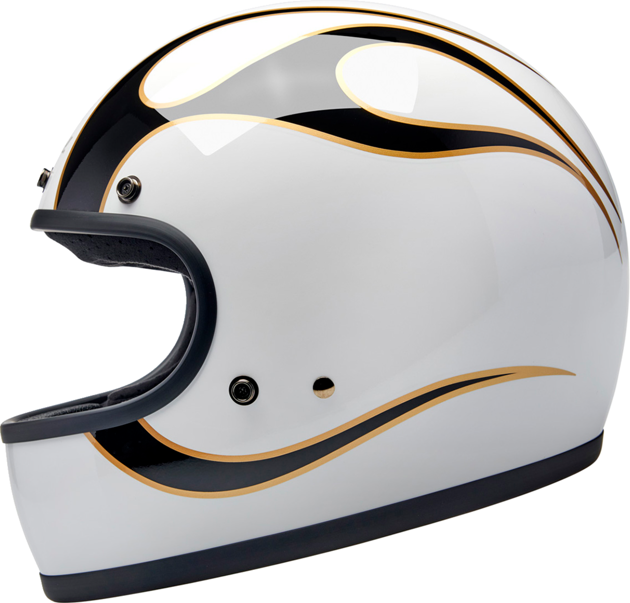BILTWELL Gringo Helmet - Flames - White/Black - Small 1002-561-502