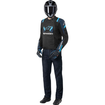 IN STOCK ALPINESTARS T-Stunt Air Jacket - Black/Dark Blue/Blithe Blue - XL 3301825-1386-XL