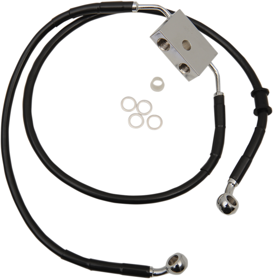 DRAG SPECIALTIES Brake Line - Front - +10" - Black - XL 614750-10BLK