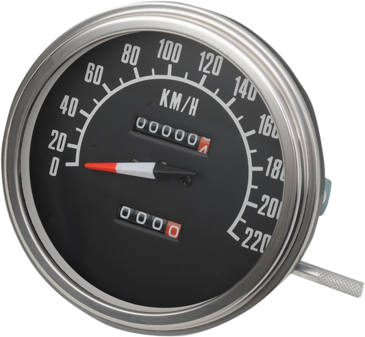 DRAG SPECIALTIES 5" KM/H FL-Style 1:1 Speedometer - '68-'84 Black Face 70847KMX