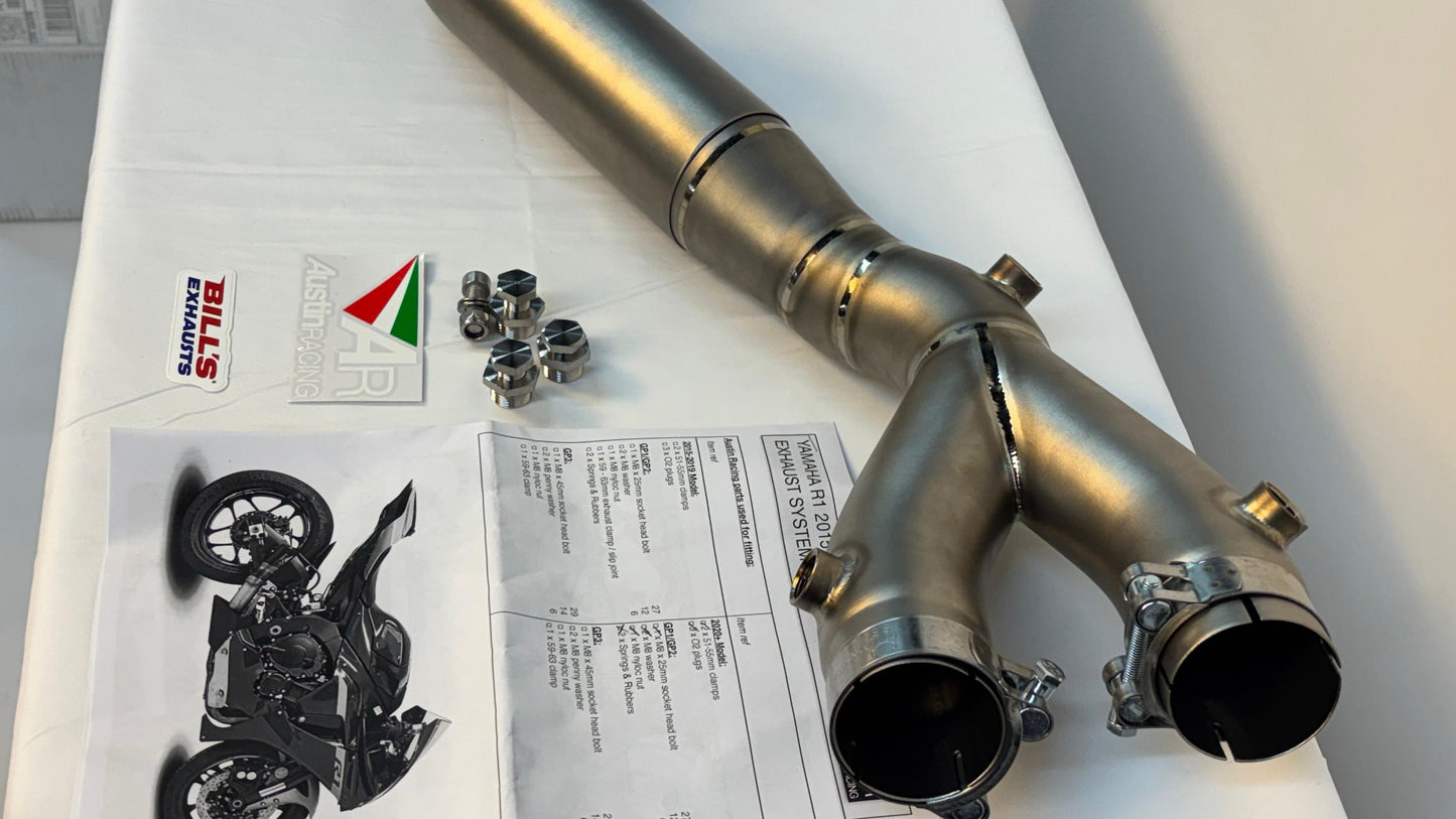 BLACK GP1R  Austin Racing DE-CAT EXHAUST SYSTEMS for YAMAHA R1 2020 - 2025  AR50