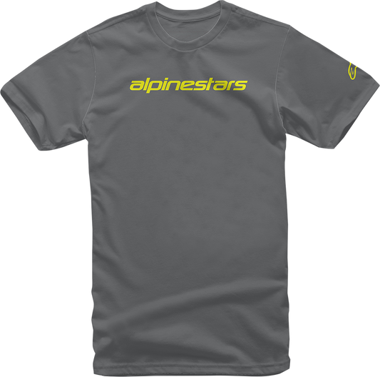 ALPINESTARS Linear Wordmark T-Shirt - Charcoal/Fluorescent Yellow - 2XL 12127202018522X