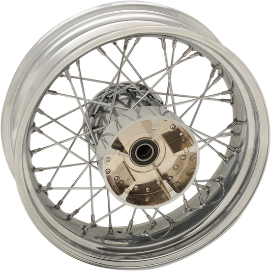DRAG SPECIALTIES Rear Wheel - Single Disc/ABS - Chrome - 16"x5.00" - '09+ OFFSET STEM HOLE,NOT SIDE 64543