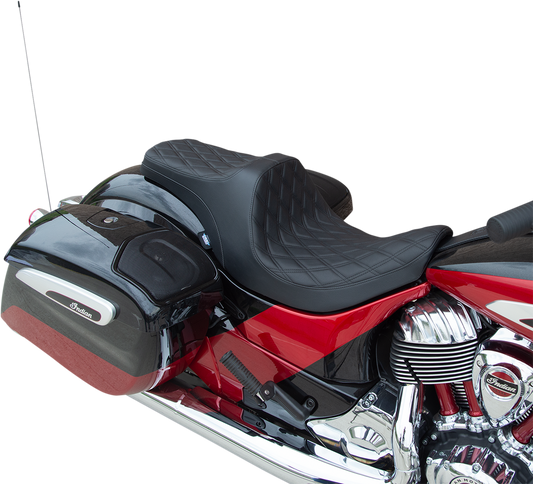 DRAG SPECIALTIES Predator III Seat - Forward Positioning - Double Diamond - Black Stitching - '14-'22 Indian 0810-2270