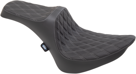 DRAG SPECIALTIES Predator III Seat - Double Diamond - Silver Stitching 0802-1367