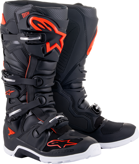 ALPINESTARS Tech 7 Enduro Boots - Black/Red Fluorescent - US 11 2012114-1030-11