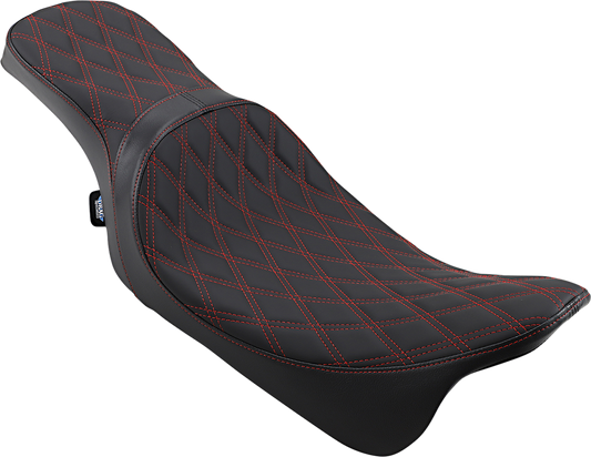 DRAG SPECIALTIES Predator 2-Up Seat - Double Diamond - Red Stitching - FL '08-'22 0801-1272