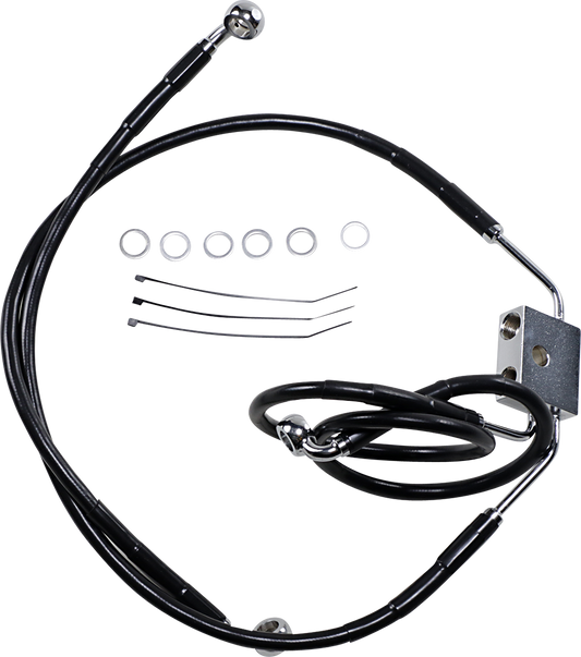 DRAG SPECIALTIES Brake Line - Front - Black - +6" - FXDF '12-'17 612137-6BLK