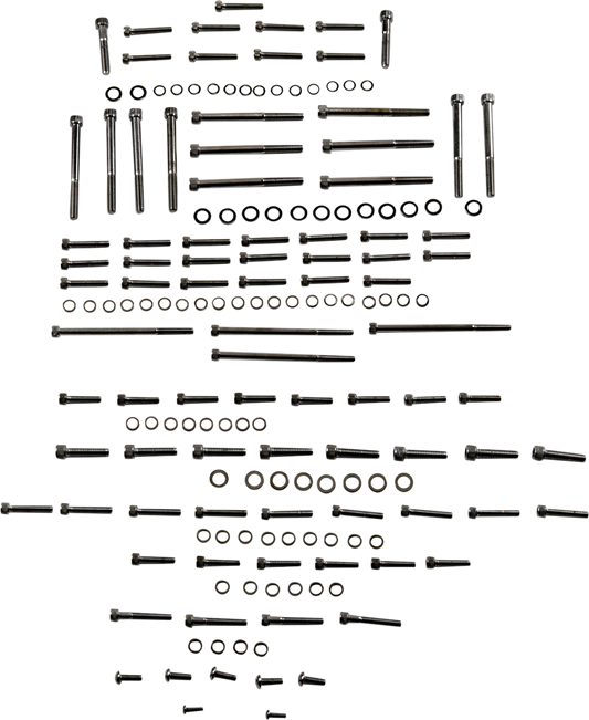 DRAG SPECIALTIES Engine Set Knurled Bolt Kit - Black/Chrome - M8 FITS THRU 2020 ONLY MK775BK