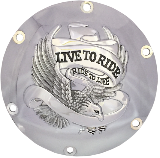 DRAG SPECIALTIES Live to Ride Derby Cover - 6-Hole - Chrome 33-0067CG