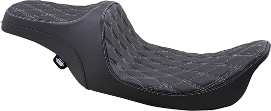 DRAG SPECIALTIES Predator III Seat - Double Diamond - Silver Stitched FIT 99-07 FLHR,06-07 FLHX 0801-1130