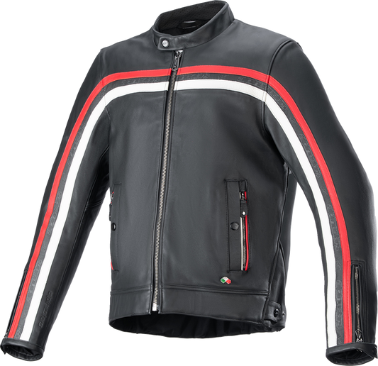ALPINESTARS Dyno Leather Jacket - Black/Ruby Red/Ecru - Medium 3103924-1316-M
