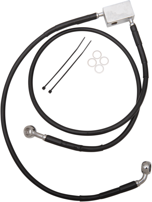 DRAG SPECIALTIES Brake Line - Front - Black - +2" - Softail '00-'03 640221-2BLK