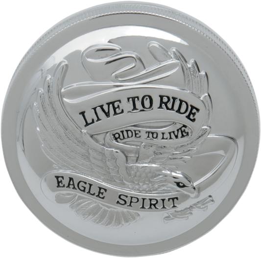 DRAG SPECIALTIES Gas Cap - Vented Live To Ride - Chrome 72644