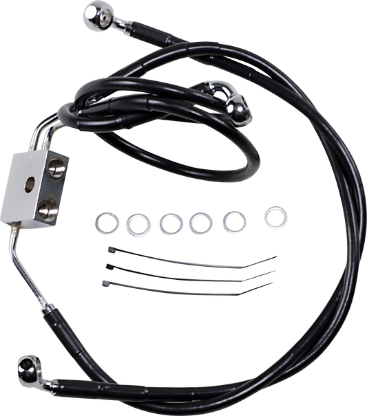 DRAG SPECIALTIES Brake Line - Front - Black - +8" - FXDF '12-'17 612137-8BLK