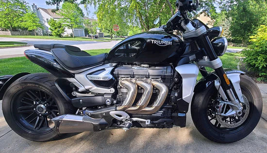 Vandemon Triumph Rocket 3R & GT 2500 2019-25 Titanium Bimodal Stealth Titanium Slip-On Mufflers TRIUMROCKET3O2MUFA