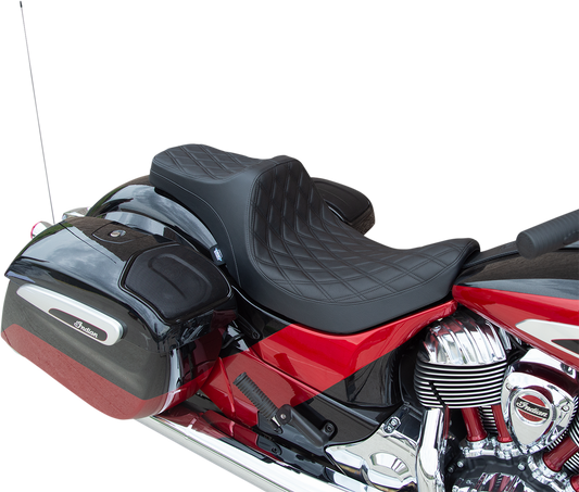 DRAG SPECIALTIES Predator III Seat - Double Diamond - Black Stitching - Vinyl - '14-'22 Indian 0810-2262