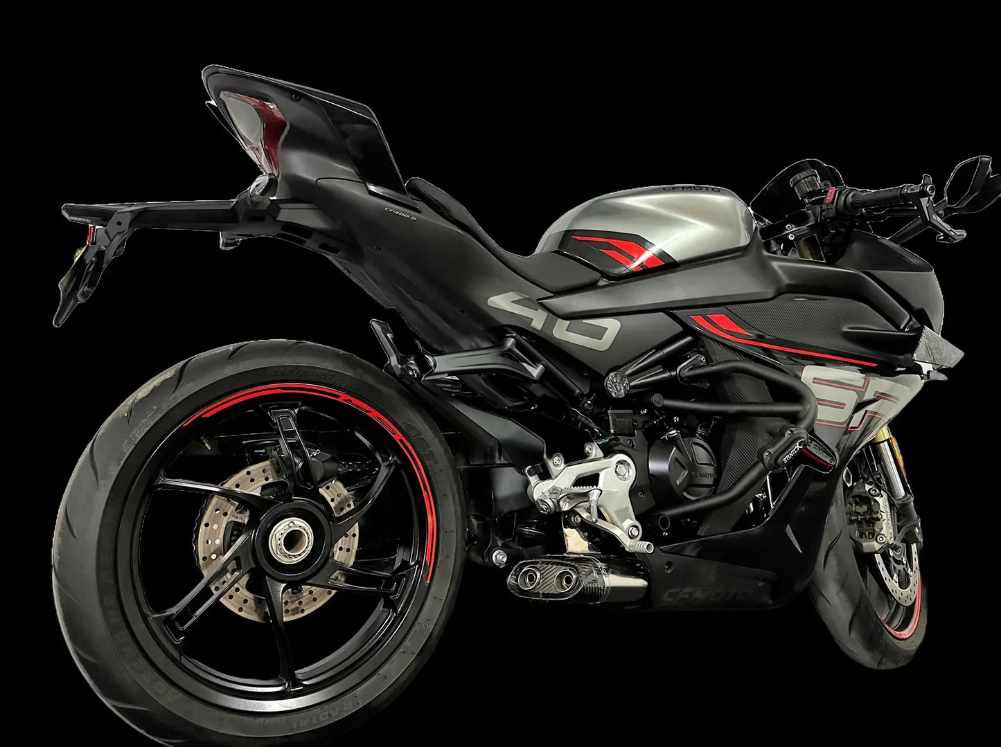 Vandemon CFMOTO 450SR & 450SR-S Low Mount Single Side Exit Exhaust System 2022-2025 CFMOTO450SRSLMSSEXHA VA-102