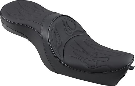 DRAG SPECIALTIES Low Profile Seat - Flame Stitched - XL '04-'22 NO RUBBER BUMPERS 0804-0260