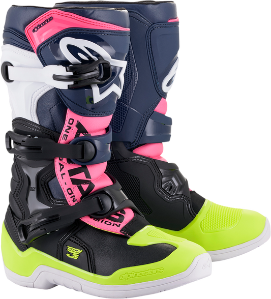 ALPINESTARS Tech 3S Boots - Black/Blue/Pink/White/Yellow - US 7 2014018-1176-7