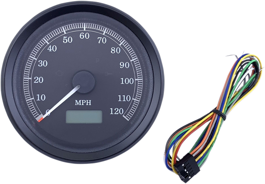 DRAG SPECIALTIES Universal 3-3/8" Programmable Electronic Speedometer - MPH - Black Face - Black Bezel NOT PLUG & PLAY; HARDWIRE T21-69A3BBDSR