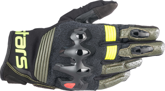 ALPINESTARS Halo Gloves - Forest Black/Fluo Yellow - Small 3504822-6085-S