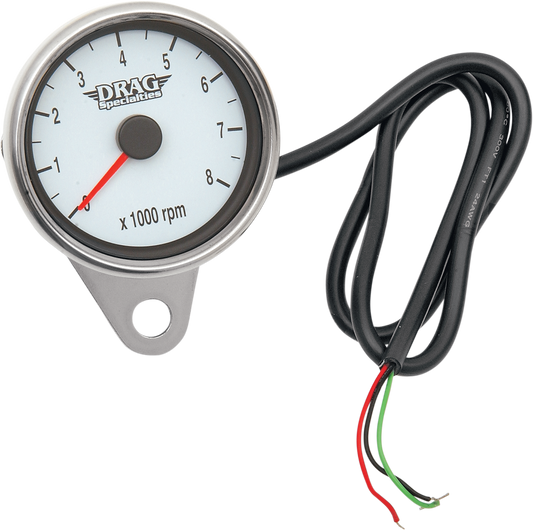 DRAG SPECIALTIES Mini Electronic Tachometer - Polished - Backlit LED White Face - 2.4" 21-6894DSW