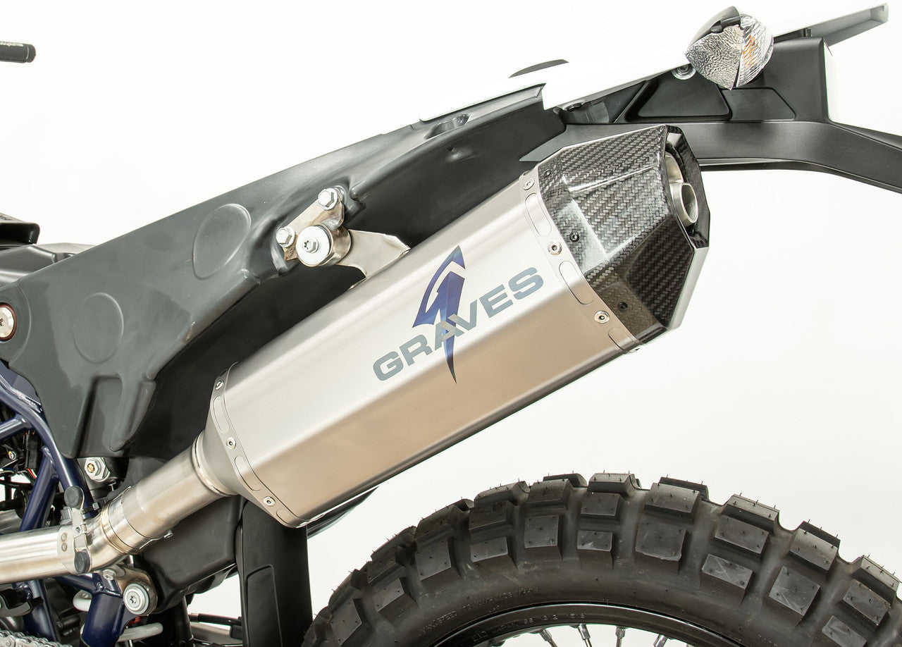 Graves Titanium Slip-On Exhaust - Carbon End Cap Ktm 690 Enduro R   2014-2018 - Husqvarna 701 Enduro R /Super Moto 2016 - 2023 Exk-14690-Sot