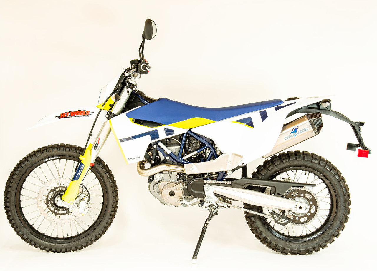 Graves Titanium Slip-On Exhaust - Carbon End Cap Ktm 690 Enduro R   2014-2018 - Husqvarna 701 Enduro R /Super Moto 2016 - 2023 Exk-14690-Sot