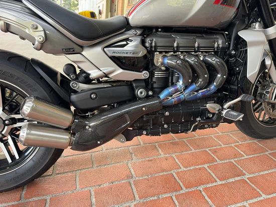 Vandemon Triumph Rocket 3R & GT 2500 2024-2025  Titanium Bimodal Stealth Side Mount Titanium Slip-On TRIUMROCKET3SMMUFB