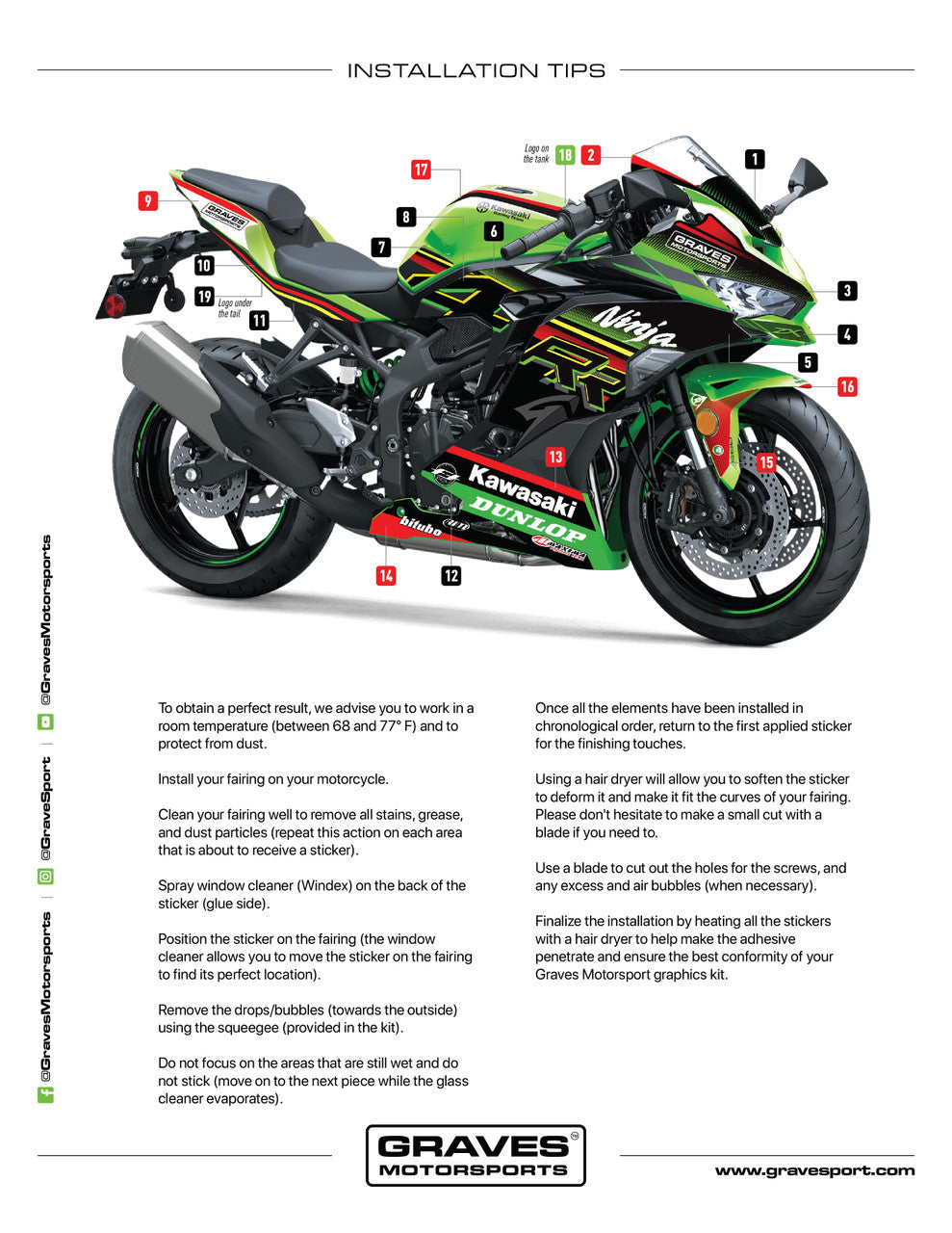 IN STOCK Graves OEM Bodywork Graphics Set Kawasaki ZX-4RR 2024 STK-23ZX4-001