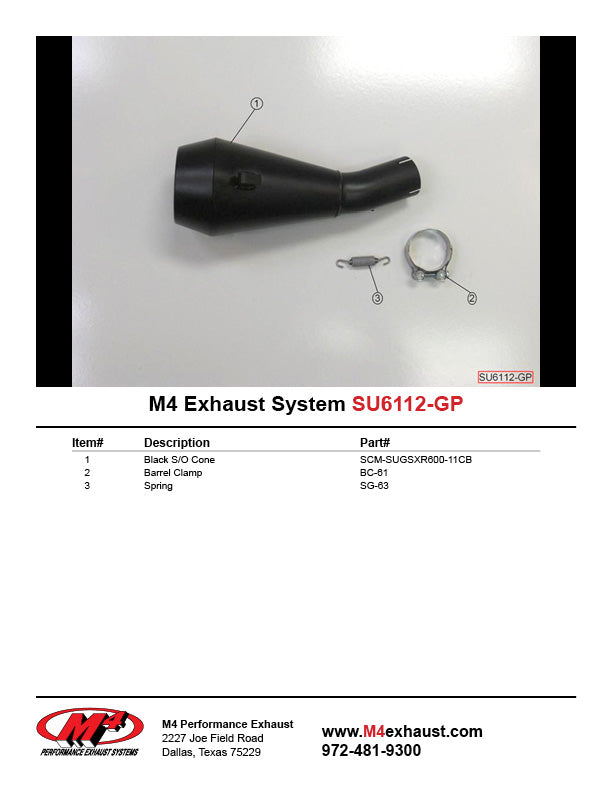 IN STOCK M4 Exhaust GP Black Slip on  GSXR600/750 2011-2025  SU6112-GP
