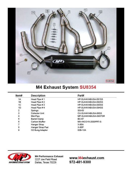 M4 Exhaust Full System Carbon Fiber Canister 2008-2020 Hayabusa SU8354
