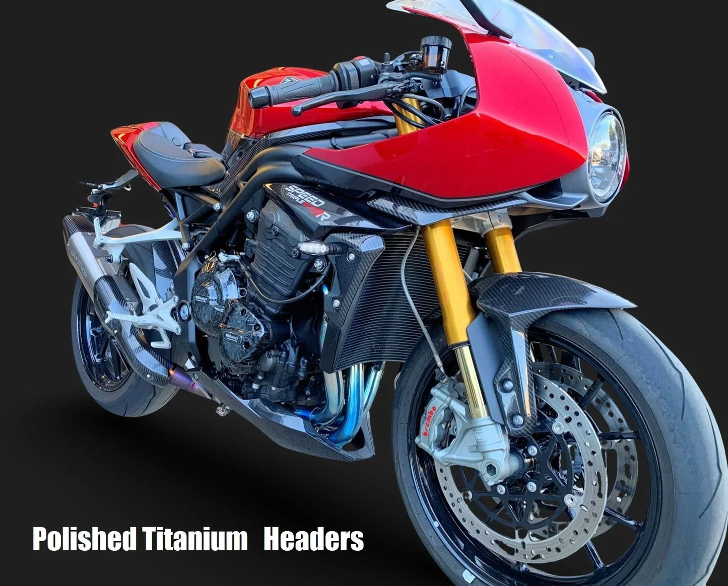 in stock Vandemon Triumph Speed Triple 1200 RS & RR 2021–2024  Titanium POLISHED Headers and Link Pipe  TRIUM120SPDHEADRB VA-156