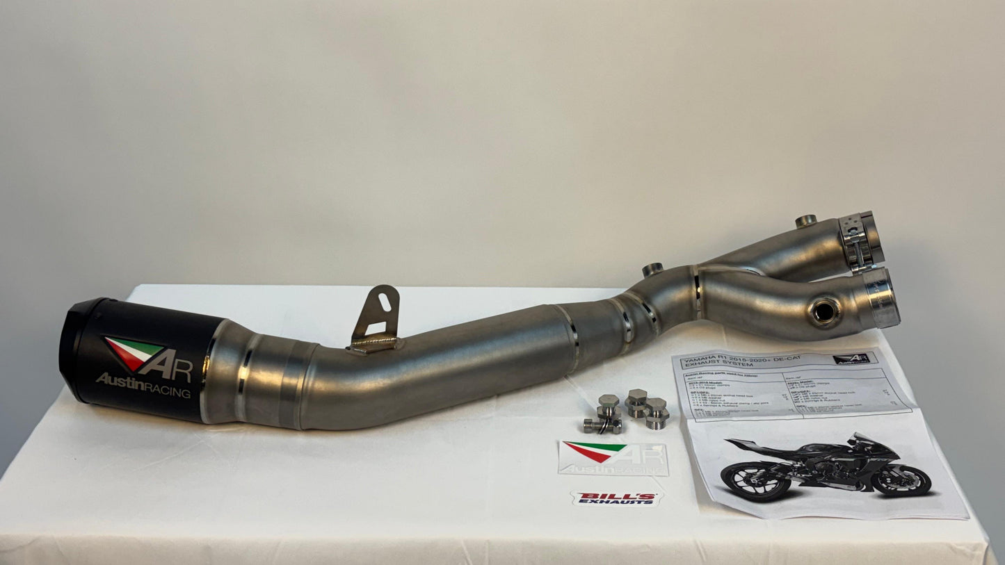 BLACK GP1R  Austin Racing DE-CAT EXHAUST SYSTEMS for YAMAHA R1 2020 - 2025  AR50