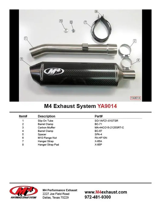 M4 Exhaust Carbon Fiber Slip On 2001-2005 FZ1 YA9014