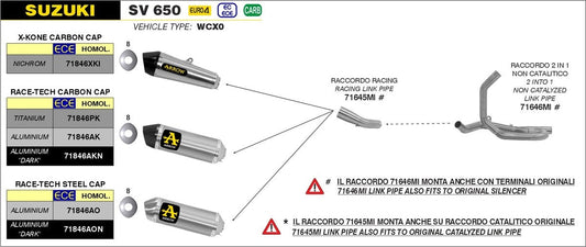 Arrow Suzuki Sv 650 '16/'21 Stainless Steel Link Pipe For Arrow Silencers And Original Collectors 71645mi
