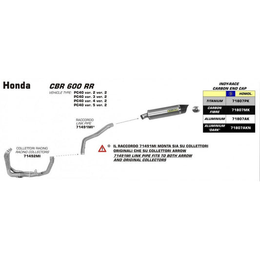 Arrow Exhaust Headers Honda CBR600RR 2013-2024  71492MI