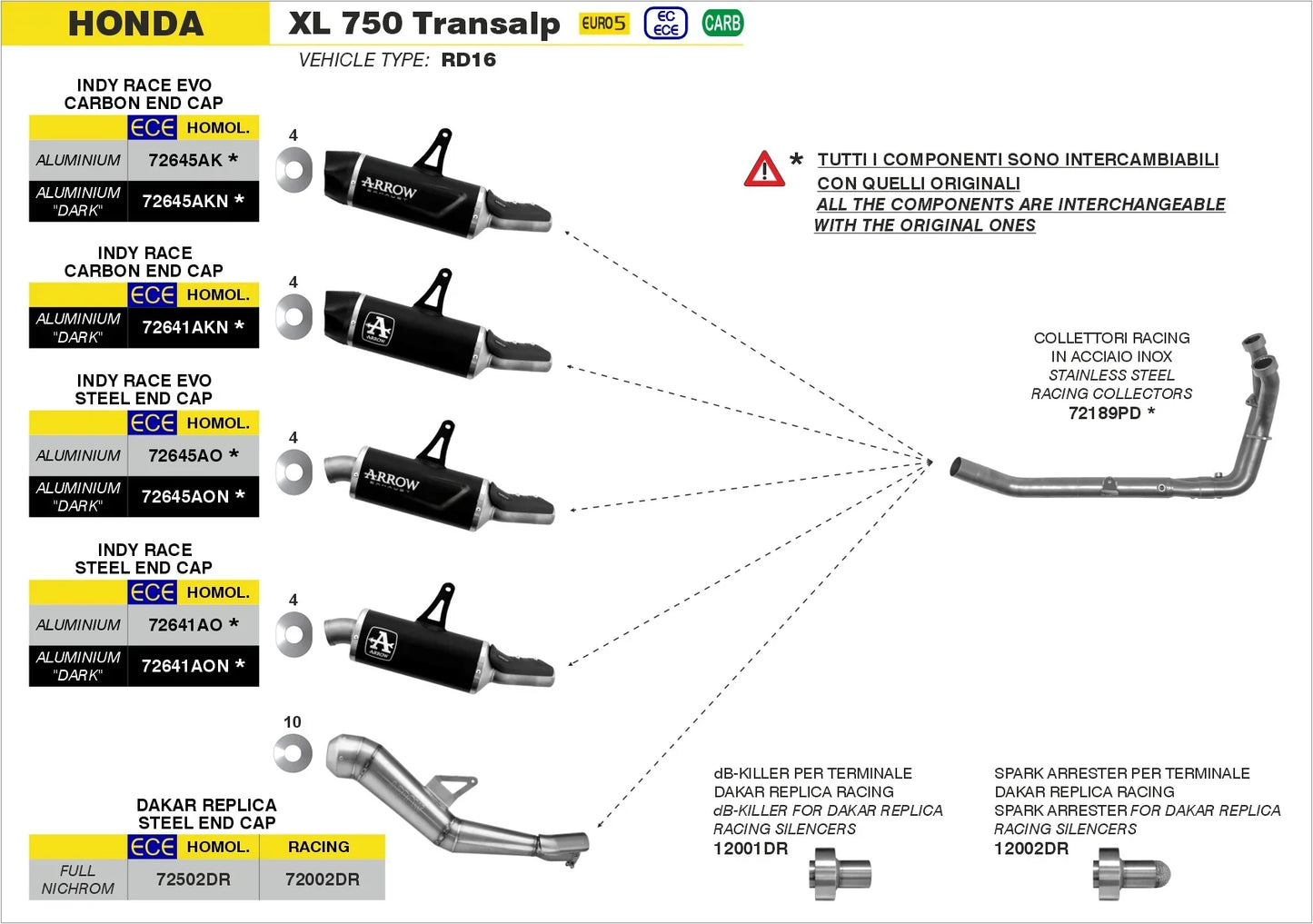 Arrow Exhaust 12001DR
