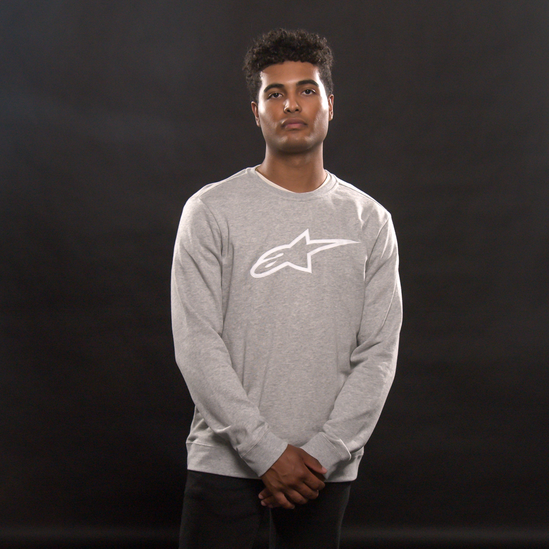 IN STOCK ALPINESTARS Ageless Crew Fleece - Heather Gray/White - Large 1212513221126L